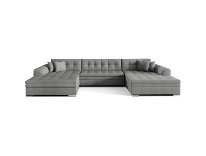 Canapé panoramique convertible tissu gris, réversible VENTURA