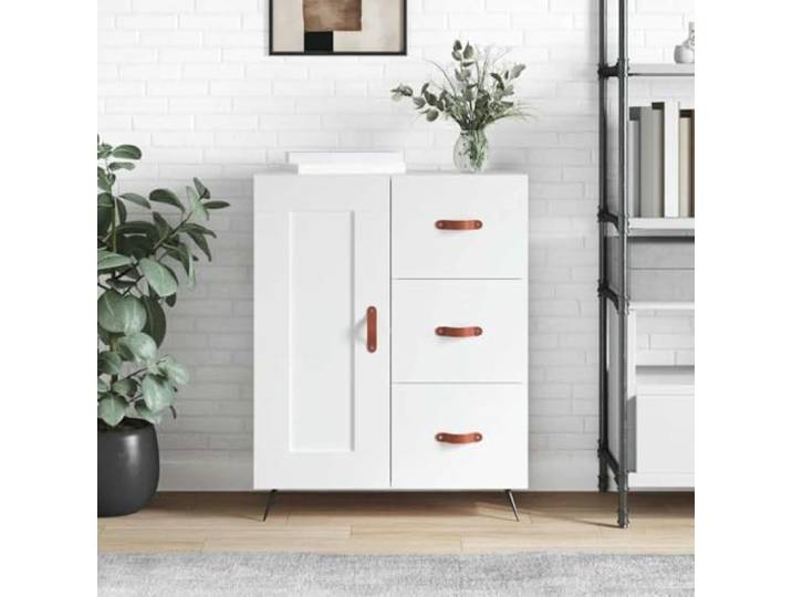 RJPLMFV Anrichte, weiß, 69,5 x 34 x 90 cm, Holz, Technik Wohnzimmermöbel, weiß, großer Stauraum, Wandbefestigung inklusive