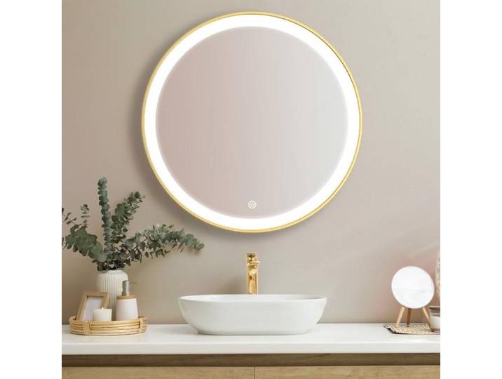 LOMAZOO Miroir salle de bain 70 cm doré - lumineux LED - anti-buée - Miami - rond