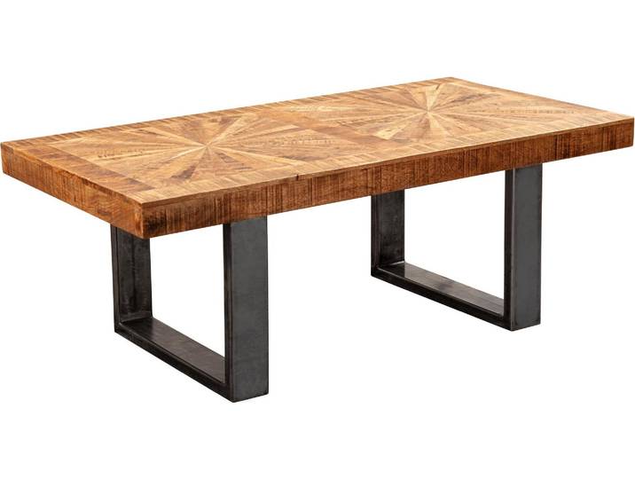 Wohnling Couchtisch Mango Massivholz 105x40x55cm Industrial Design Metall Rustikal Braun