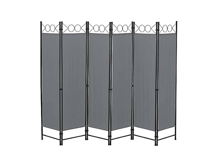 [en.casa] Raumteiler Saragossa 6-teilig 240x171 cm Paravent Trennwand 6-TLG. Sichtschutz Stellwand Spanische Wand Dunkelgrau