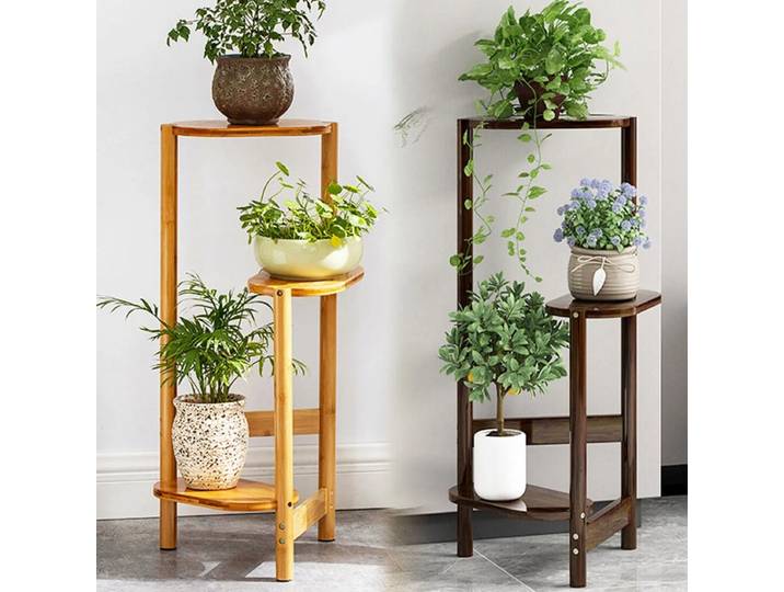 Support de plantes d'angle haut en bambou à 3 niveaux, support de jardinière, support de Pot de fleur, support de rangement pour balcon, jardin, Patio