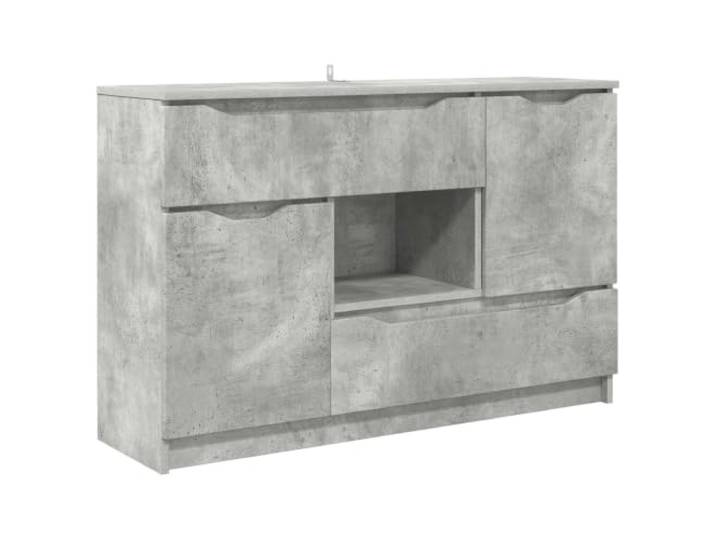 LASWWQMRF Sideboard Beton Grau 65,5x30x100 cm Holzwerkstoff Kommode Schlanker Beistellschrank fuer Wohnzimmer und Esszimmer mit 1 Schublade und 2 Tueren fuer geordnete Aufbewahrung.