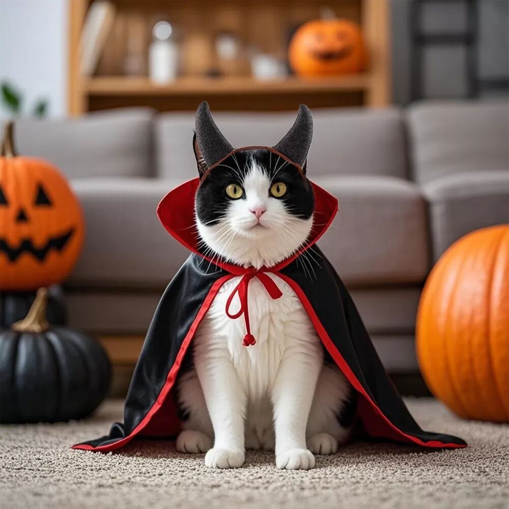 INF Halloween Haustierkostüm: Lustiges Vampir-Outfit für Hunde und Katzen M