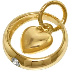 trendor 75431 Taufring mit Zirkonia und Herzchen Gold 585 / 14K