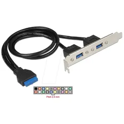 DELOCK 84836 - Slotblech USB 3.0 intern > 2x USB 3.0-A extern