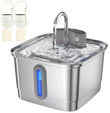 Inspired Living PurrFlow Wireless Cat Water Fountain Stainless Steel Pet Dispenser with 2p Filter