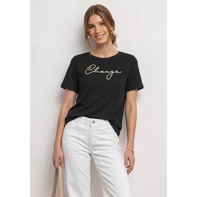 Kurzarmshirt STREET ONE, Damen, Gr. 36, schwarz, Jersey, Obermaterial: 50% Baumwolle, 50% Modal, bedruckt, normal hüftbedeckend, Rundhals, abgesteppte Kante, Shirts, Sommershirt mit Working