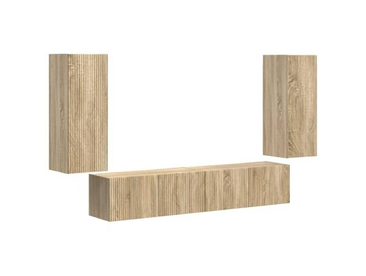 HAQWRDQSG 4-tlg TV-Wandschrank-Set Hängend Sonoma-Eiche Holzwerkstoff Vielseitige Hängeelemente mit 90-Grad-Pendeltüren schaffen Ordnung und Übersicht im Wohnzimmer oder Homeoffice.
