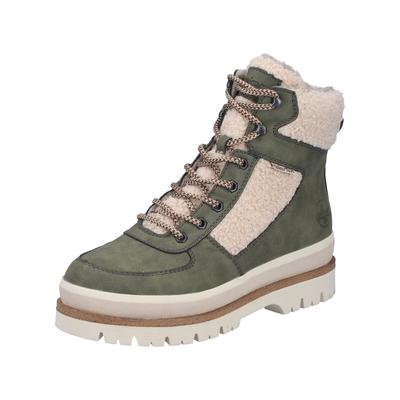 Winterboots RIEKER, Damen, Gr. 36, Warmfutter, grün (grün, kombiniert), Lederimitat, Basic, Schuhe Winterboots, Schnürboots, Winterstiefelette mit TEX-Membrane