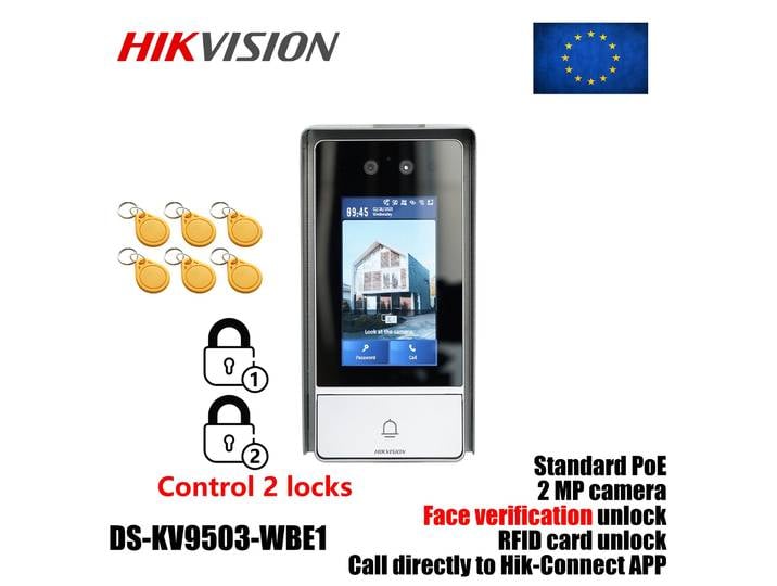 HIKVISION DS-KV9503-WBE1 métal anti-vandalisme visage héros IP Villa porte Station contrôle 2 serrures, carte RFID, support app