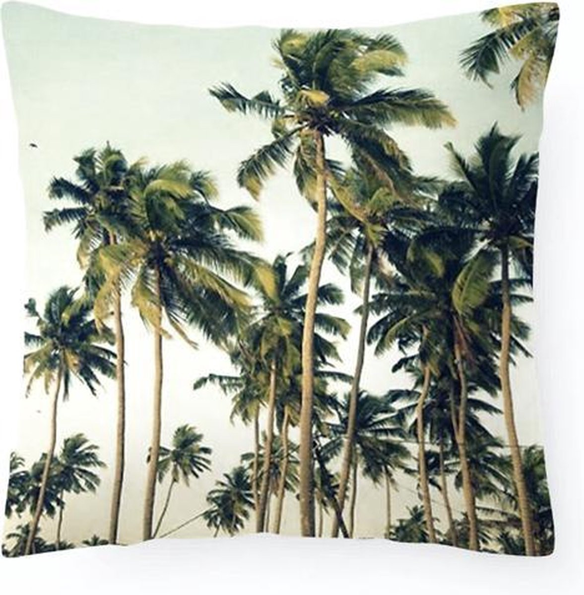 Sierkussenhoes Vintage California Palmtrees Green met rits - Exclusief binnenkussen