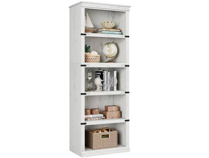 GARVEE Bibliothèque Industrielle 5 Niveaux - Étagère de Rangement Ouverte Bois et Métal pour Salon & Bureau - Blanc 62x32x172 cm