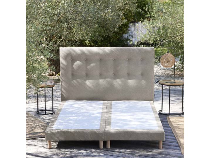 Ensemble sommier tête de lit eden crème couleur crème 2x90 x 200