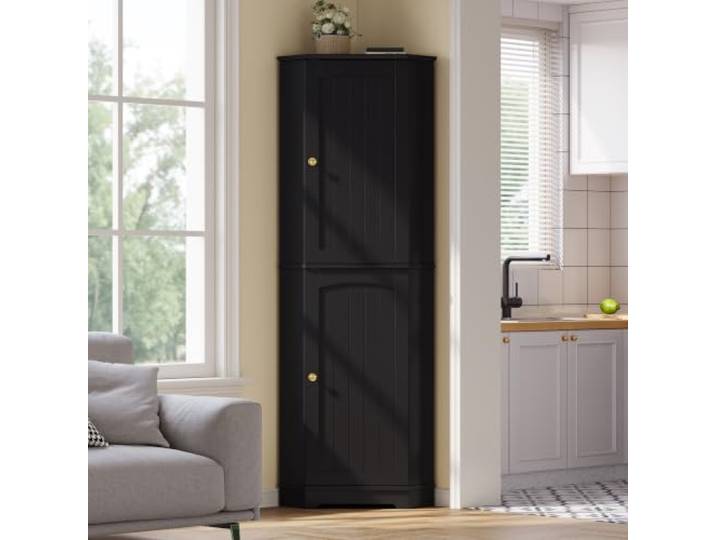 DUlVBPE Eckschrank, Aufbewahrungsschrank mit 2 Türen und verstellbaren Einlegeböden, Sideboard für Küche, Esszimmer, Wohnzimmer, 42 × 42 × 166 cm