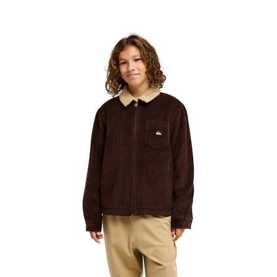 Outdoorjacke QUIKSILVER "Dna Sherpa Harrington", Kinder, Gr. 14, braun (java), Obermaterial: 100% Polyester., Jacken Outdoorjacke