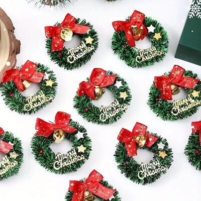 Uplift Treasures Mini Christmas Wreath Ornaments Set 10pcs Mini Christmas Wreath Ornaments Set 10pcs