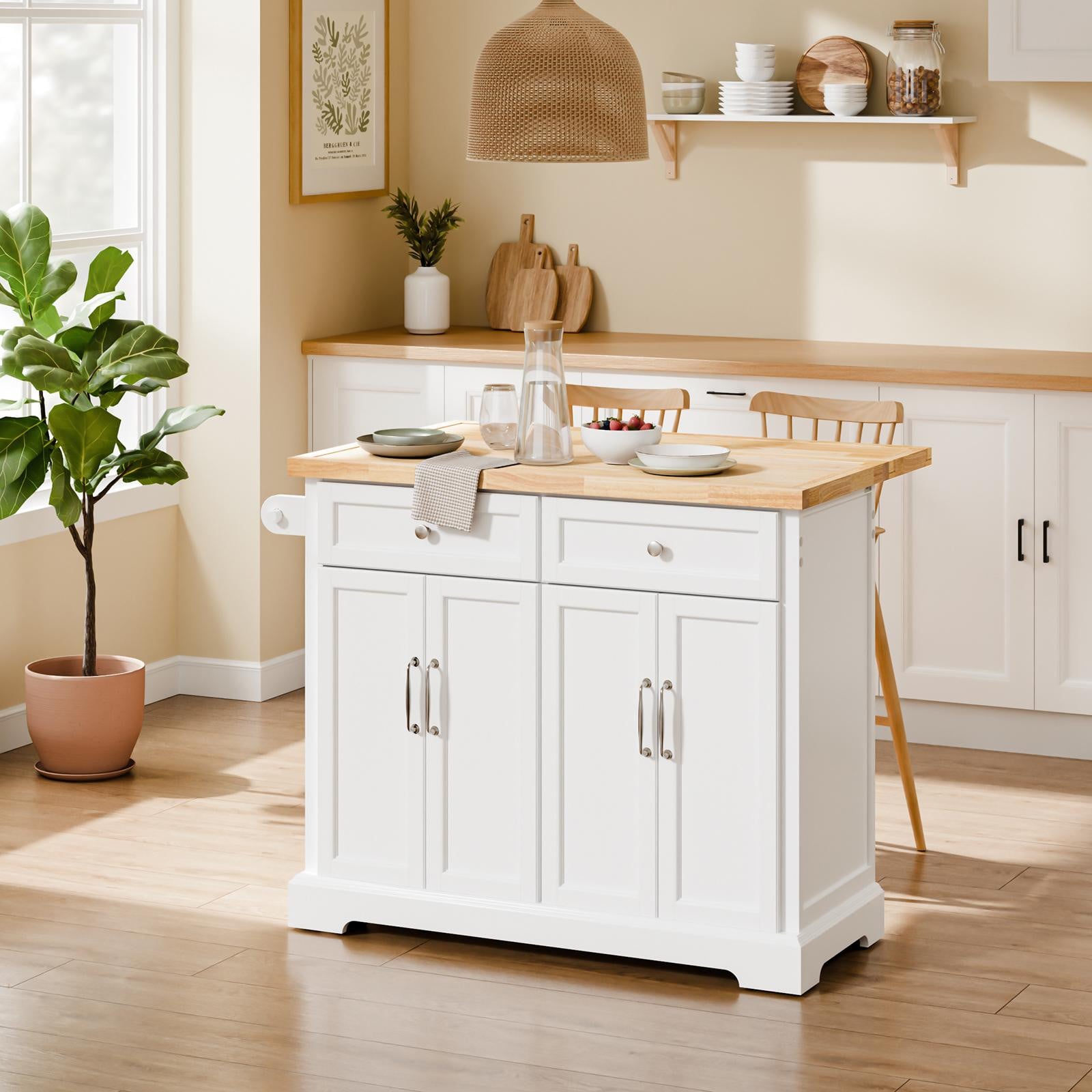 SoBuy Keukenwagen FKW71-III-WN wit Scandinavisch design