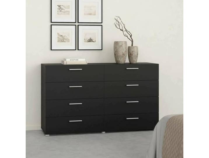 Dmora - Kommode Solene, Wohnzimmerbuffet, Wohnzimmer-Sideboard, Moderne Küchen-Speisekammer, 140x40 h82 cm, Schwarz