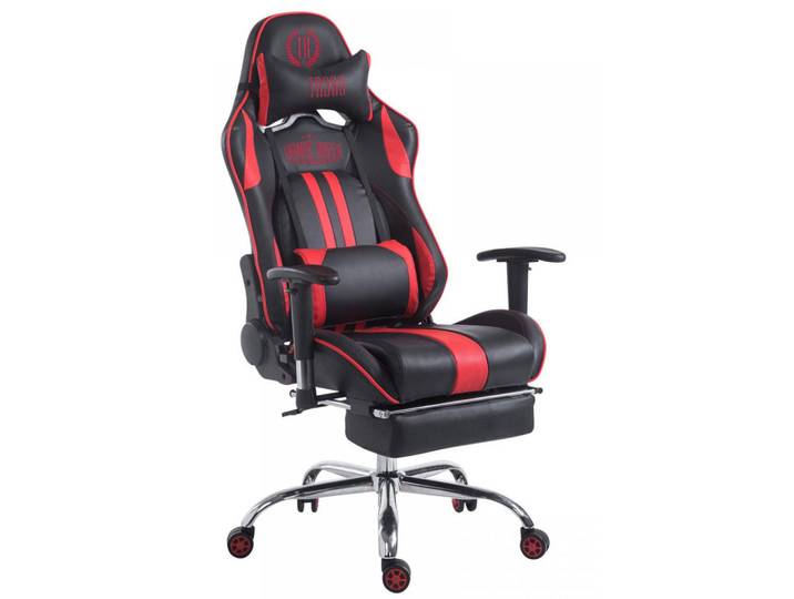 CLP Chefsessel Lederlook schwarz/rot, Rot, Schwarz, Metall, 70x125x58 cm, Büromöbel, Bürostühle, Gaming-Sessel