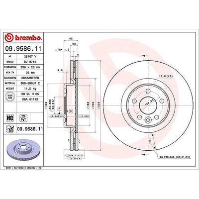 Brembo 1x Bremsscheibe [Hersteller-Nr. 09.9586.11] für Volvo