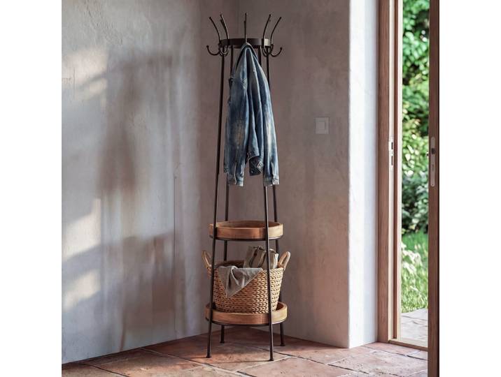 Porte-manteau en acier noir et manguier