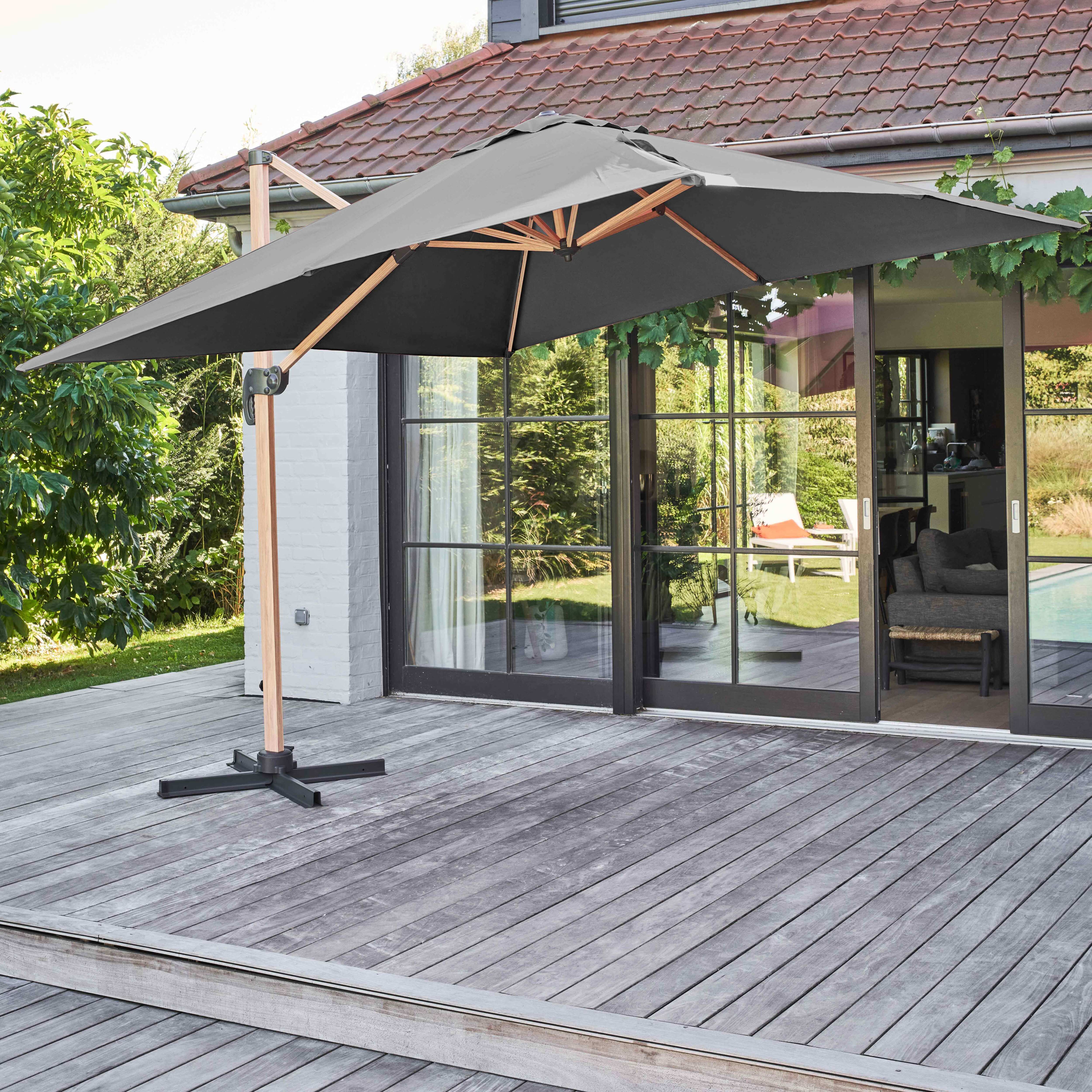 Drehbarer Sonnenschirm AluminiumRahmen 3 x 3 m Grau - Oviala Brescia