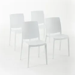 RATTATAN 4er-Set stapelbare Stühle aus Polypropylen mit Glasfasern für Außenbereich und Garten, Bar und Restaurant, Küche modernes Design - CARMEN - Weiß