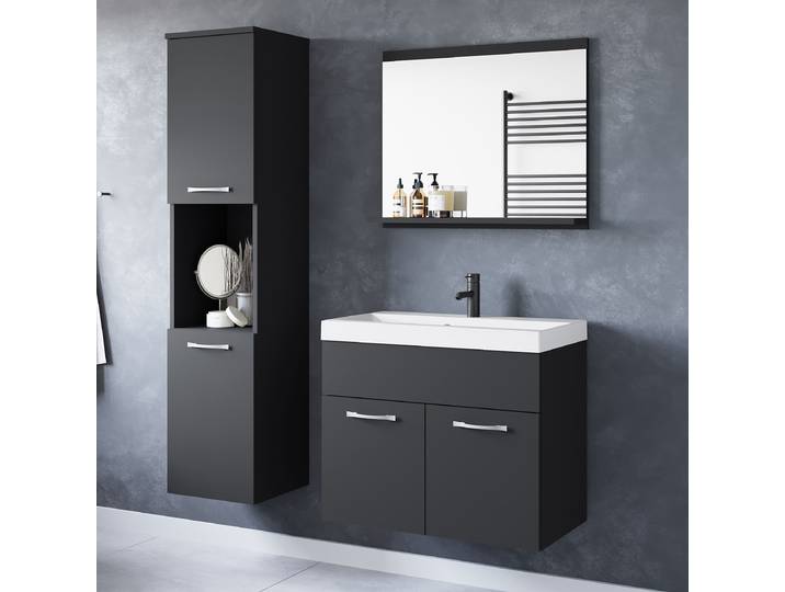 Salle de bain Berberana - 3 élém. 90 x 133 x 35cm Noir/Noir