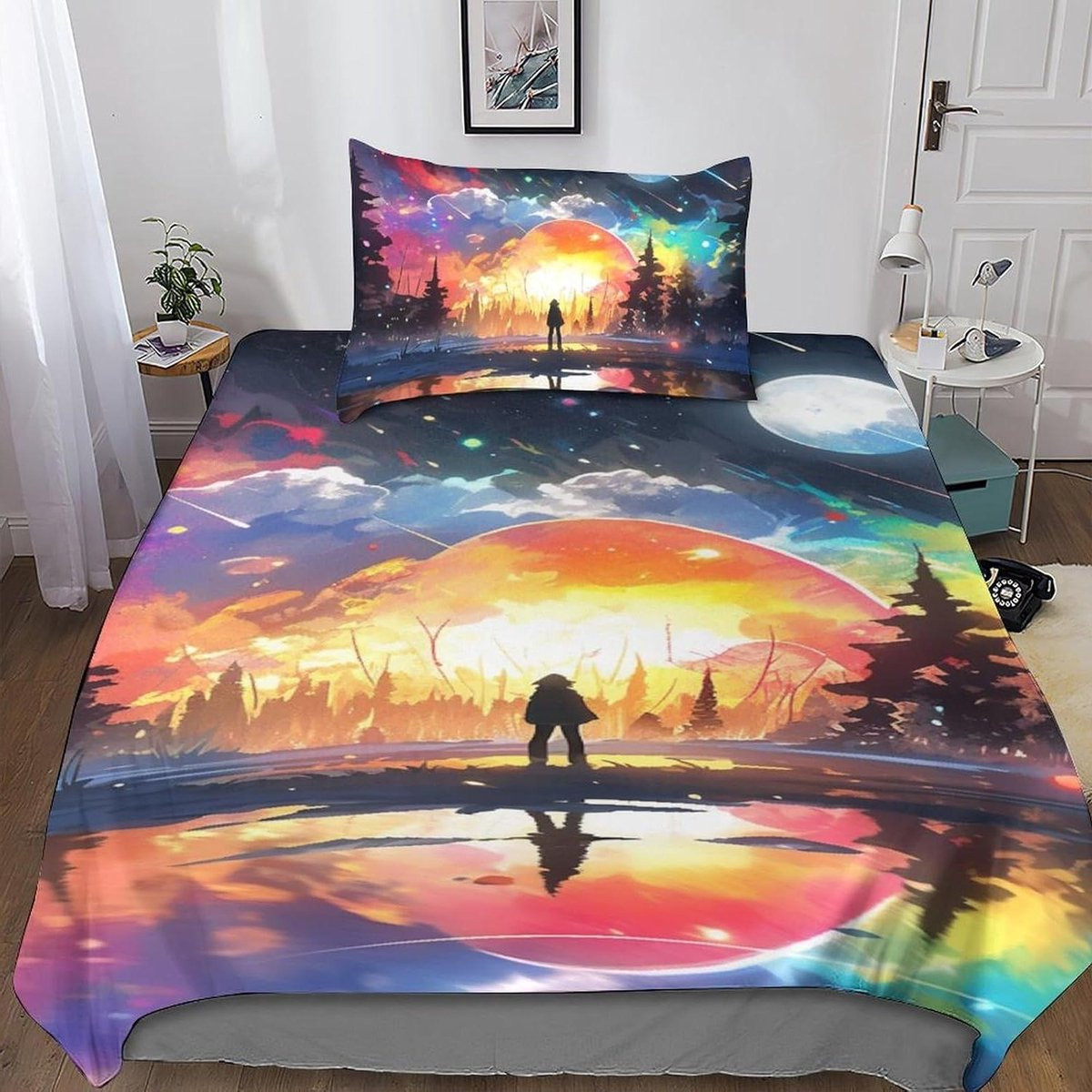 Person Planet Beddengoed Set met Dekbedovertrek en Kussensloop - 135 x 200 cm