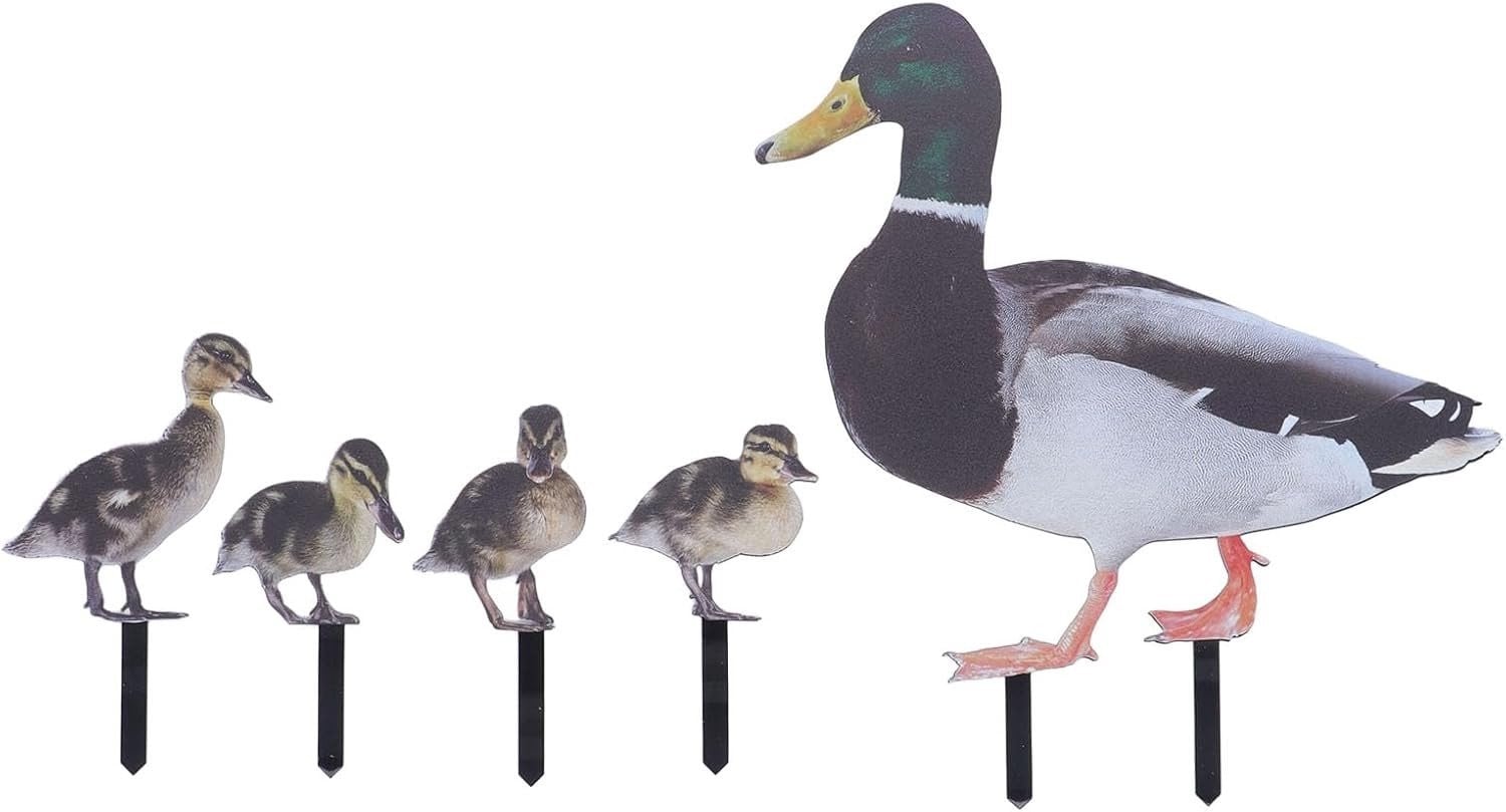Set van 5 Eendenfamilie Tuindecoraties met Acrylpalen voor Buiten
