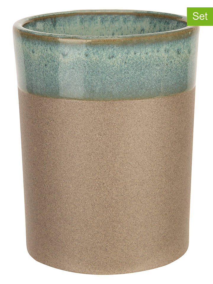 Cosy&Trendy 2er-Set: Kaffeebecher "Basalt" in Hellbraun/ Grau - 170 ml - onesize
