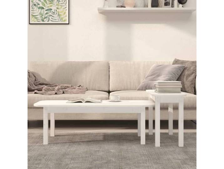Tables moderne - Blanc - Ensemble de tables basses - (2 pcs) - Blanc Bois massif de pin 110x50x35 cm T353