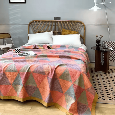 Inspire Curations Ethnic Jacquard Cotton Gauze Bedspread Blanket manweio 150x240cm