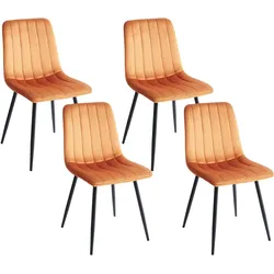 ESSZIMMERSTUHL 4er-Set Samtstoff Orange Kalispell