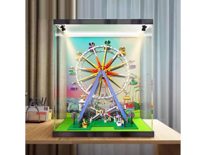 Caikbms Acryl Modellbox Kompatibel Mit Le-go 10247 Riesenrad, Staubdichte Vitrine Für 10247 Baustein Modell Sammlerstücke Mit Spotlight (Nur Vitrine) A