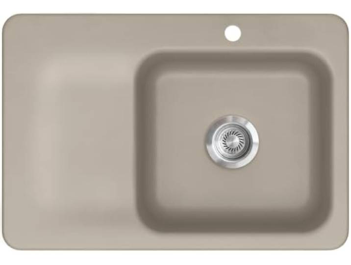 KeraDomo Spüle JUNA 75 in FANGO - Becken rechts mit Handbetätigung/Systemceram/Keramikspüle