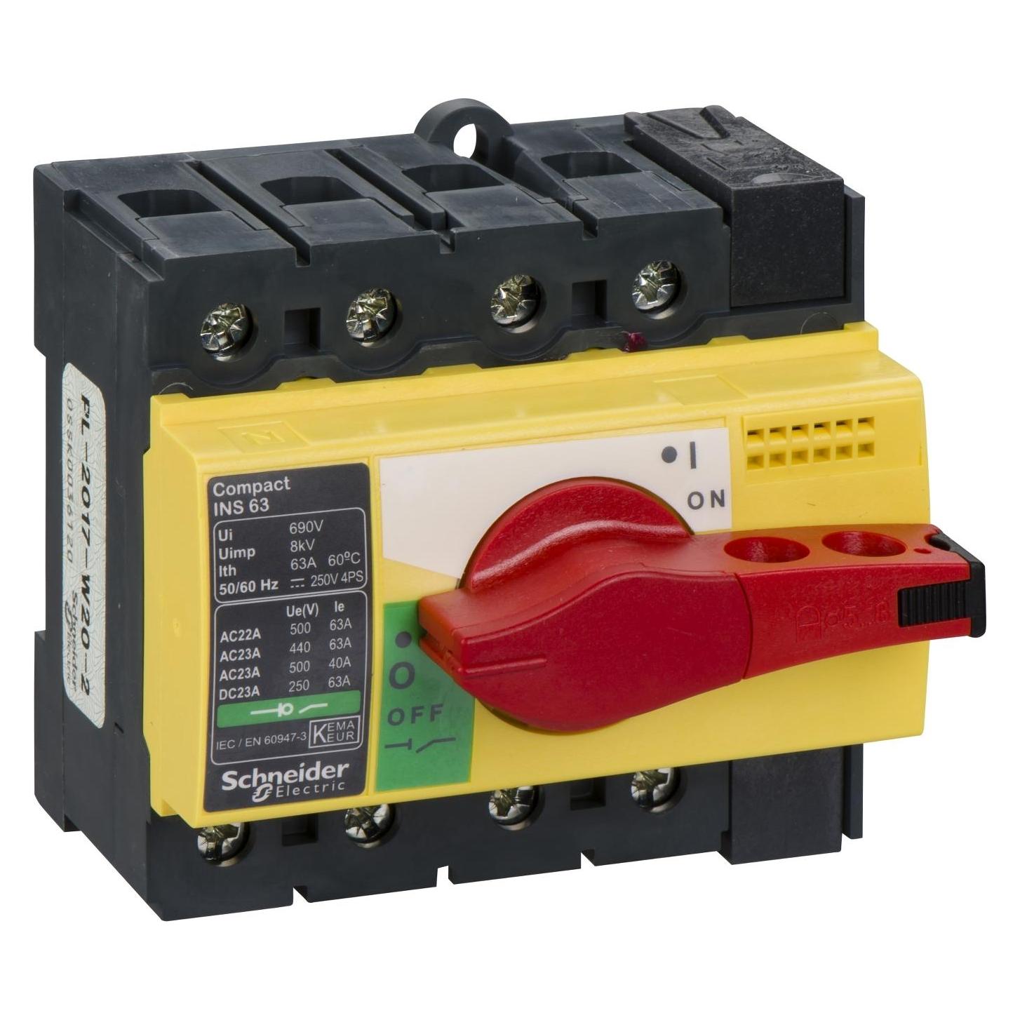 Schneider Electric Lasttrennsch. INS63,4P, 63A/690V AC/250V 28919 (28919)