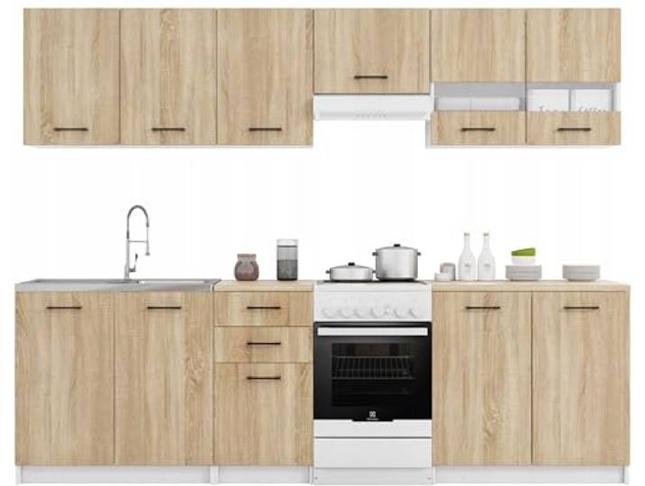 Laclar Komplettes Küchenmöbel-Set mit Arbeitsplatten, 7 Schränken, zur Selbstmontage- Flexible Anordnung - inklusive Aller Zubehörteile - ideal für kleine und große Küchen - Erweiterungsmöglichkeiten