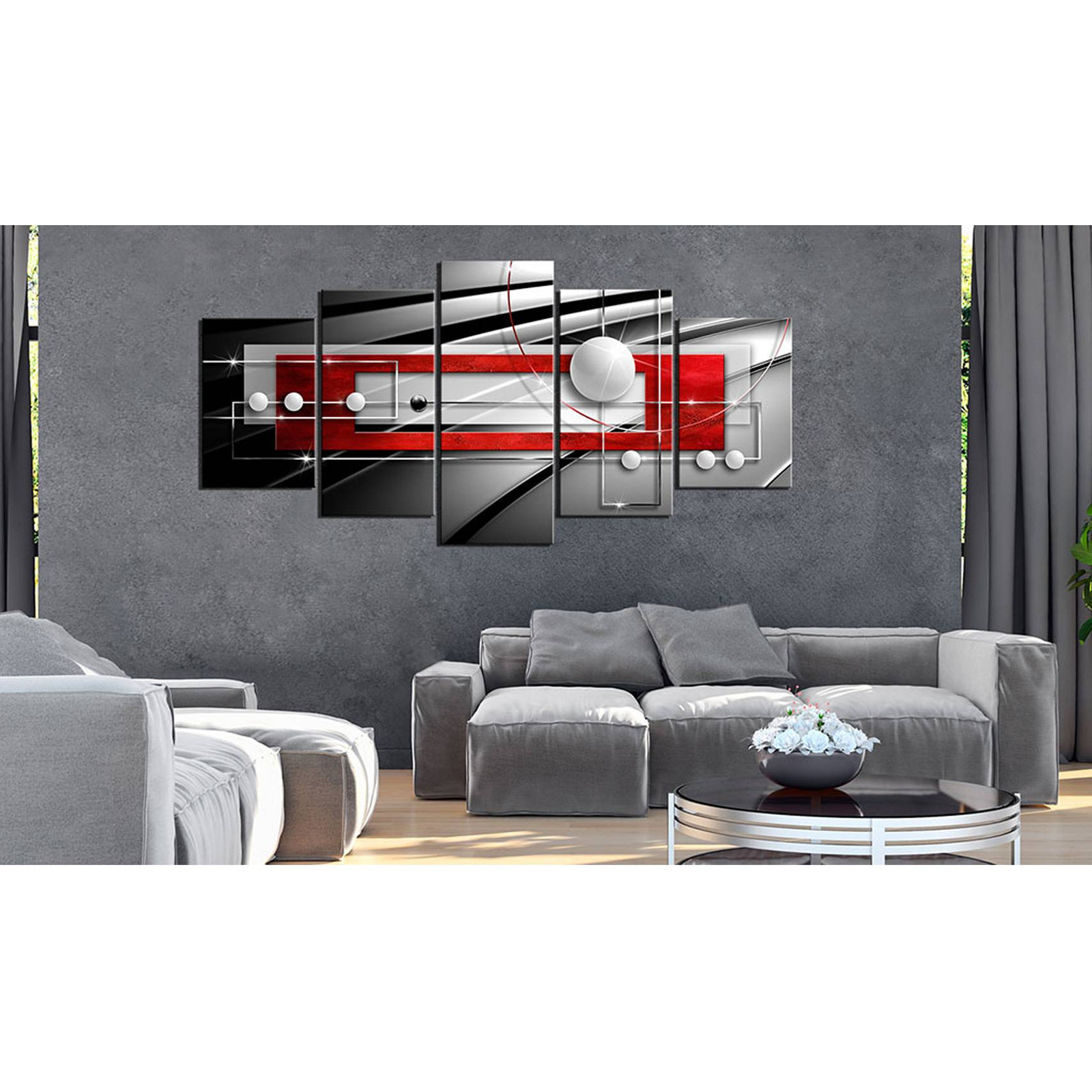 home24 Modern Symmetry abstract wanddecoratie grijs 200 x 100 cm