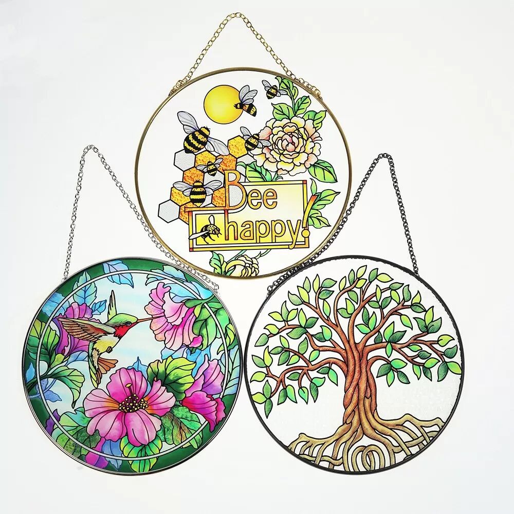 INF Elegantes Glas-Hängeornament mit schwarzem Rahmen – Kreative DIY-Dekoration M