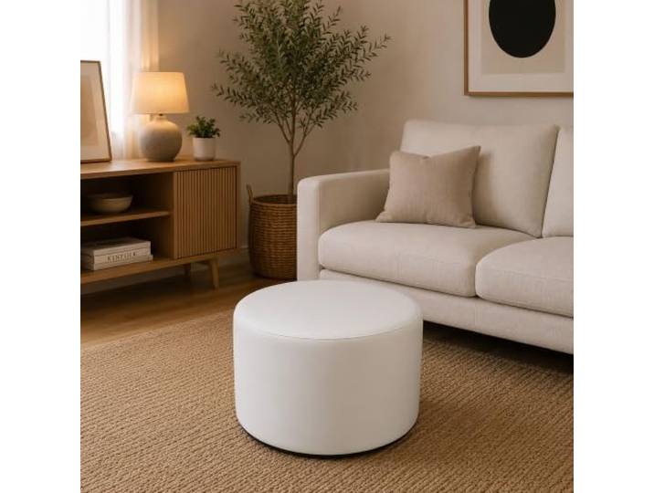 Talamo Italia - Pouf Abanera, Mehrzwecksessel, Sitzsack, Hockerhocker, Made in Italy, 79x79 h42 cm, Weiß