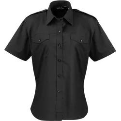 Premier Workwear Damen Piloten Bluse kurzarm PR312 black 48 (3XL/20)