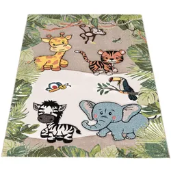 KINDERTEPPICH, mit Dschungel-Motiv, Beige, 80 x 150 cm