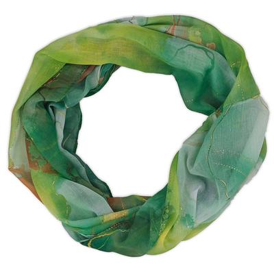 Loop STYLEBREAKER "Loop Aquarell Glow Metallic Akzente", Damen, grün (grün, orange), Obermaterial: 100% Viskose CV., Modisch, Modetücher Loop