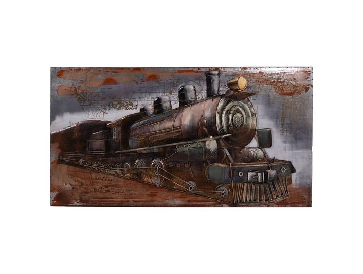 3D-Metallbild Dampflok Stahlblech Multicolor 140 x 70 x 3cm