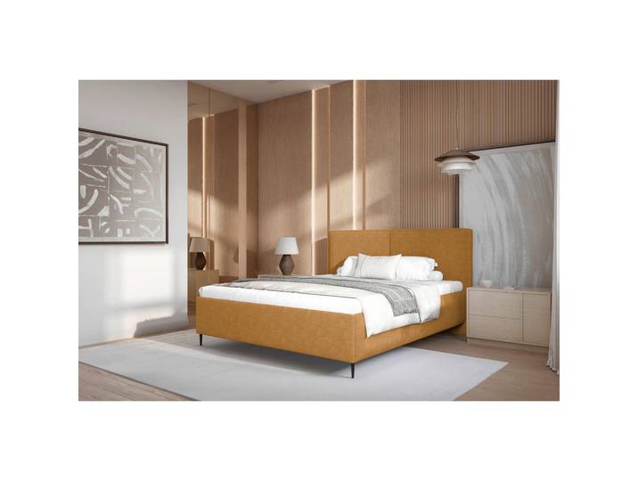 Mid.you Polsterbett, Gelb, Metall, 140x200 cm, Bettkasten, Lattenrost, gepolstertes Kopfteil, Schlafzimmer, Betten, Polsterbetten