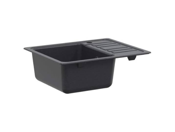Xhnifbn Granit Küchenspüle mit Abtropffläche 57,5 x 46 cm Graphite Reversibles Einbaubecken für die moderne Einbauküche, hitzefest bis 280 °C und fleckenresistent gegen Speisereste.