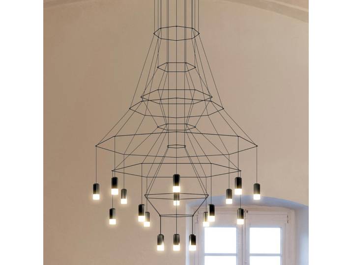 Wireflow LED-Pendelleuchte, schwarz, 279 cm - Vibia - Wohnzimmer - Design - Metall - Mehrflammig