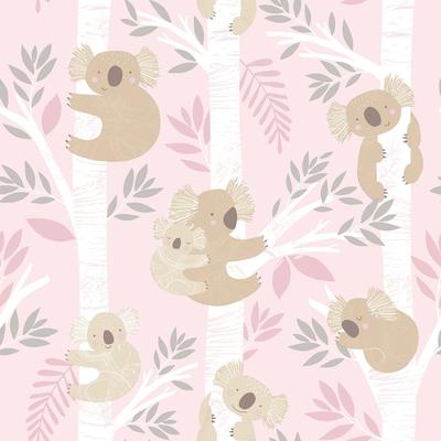 Galerie Wallcoverings Tiny Tots 2 Koalas Non-woven Glittery Wallpaper Roll